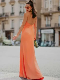 Bridesmaid Dress Elastic Silk Like Satin A-Line Sweep Wedding Party Dress