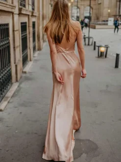 Bridesmaid Dress Elastic Silk Like Satin A-Line Sweep Wedding Party Dress
