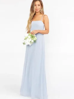 Bridesmaid Dresses A-Line Floor-Length Lace-up Wedding Party Dress Free Customization