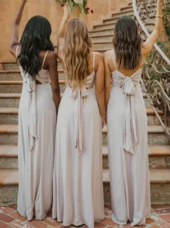 Bridesmaid Dresses A-Line Floor-Length Lace-up Wedding Party Dress Free Customization