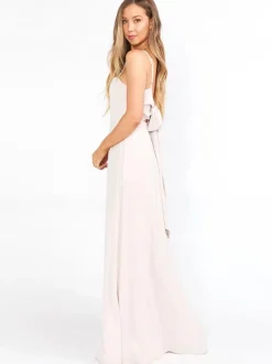 Bridesmaid Dresses A-Line Floor-Length Lace-up Wedding Party Dress Free Customization