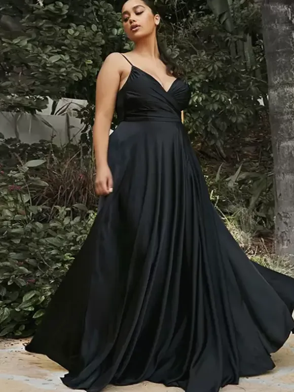 Bridesmaid Dresses A-Line Floor-Length Zipper Satin Fabric Wedding Party Dress