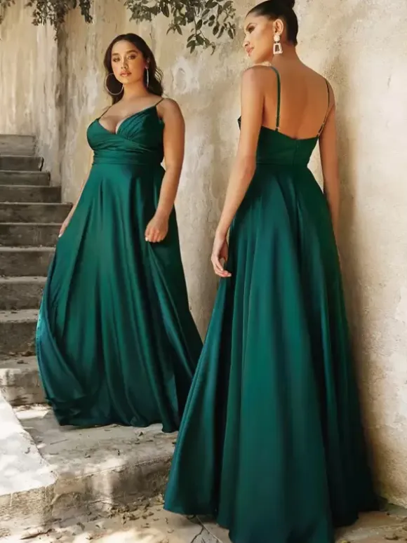 Bridesmaid Dresses A-Line Floor-Length Zipper Satin Fabric Wedding Party Dress