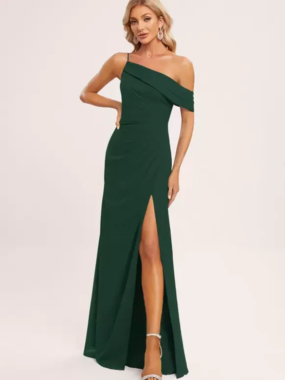 Bridesmaid Dresses A-Line Floor-Length Zipper Chiffon Wedding Party Dress