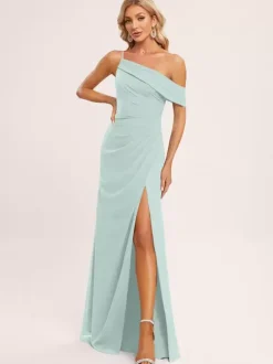 Bridesmaid Dresses A-Line Floor-Length Zipper Chiffon Wedding Party Dress