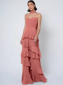 Bridesmaid Dresses Ball Gown Floor-Length Backless Chiffon Wedding Party Dress