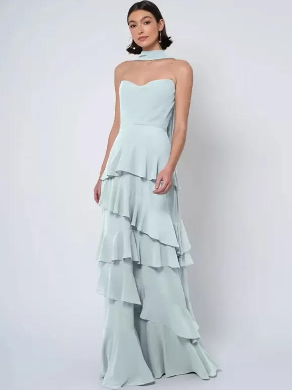 Bridesmaid Dresses Ball Gown Floor-Length Backless Chiffon Wedding Party Dress