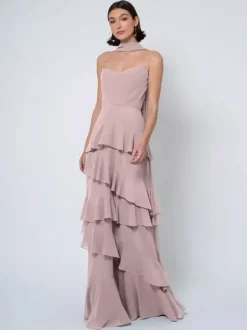 Bridesmaid Dresses Ball Gown Floor-Length Backless Chiffon Wedding Party Dress
