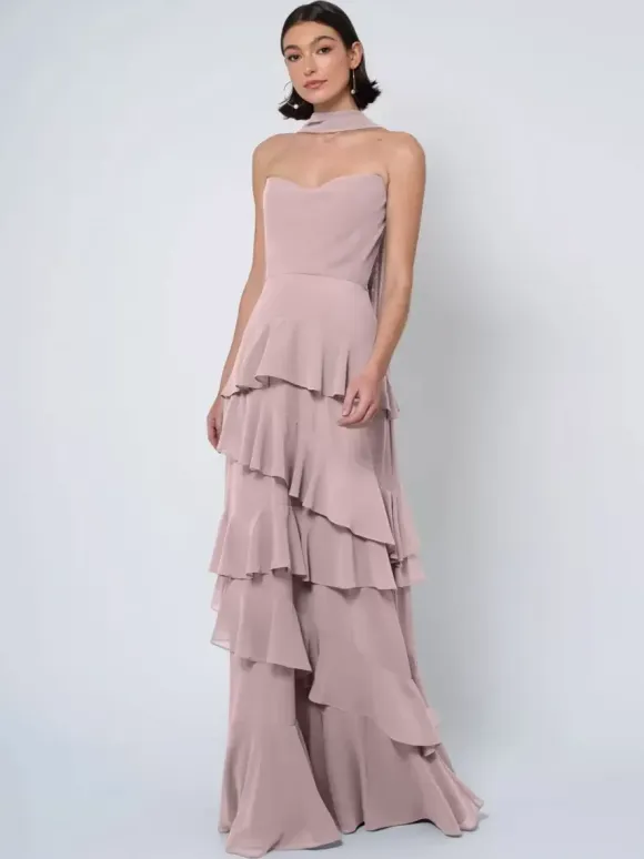Bridesmaid Dresses Ball Gown Floor-Length Backless Chiffon Wedding Party Dress