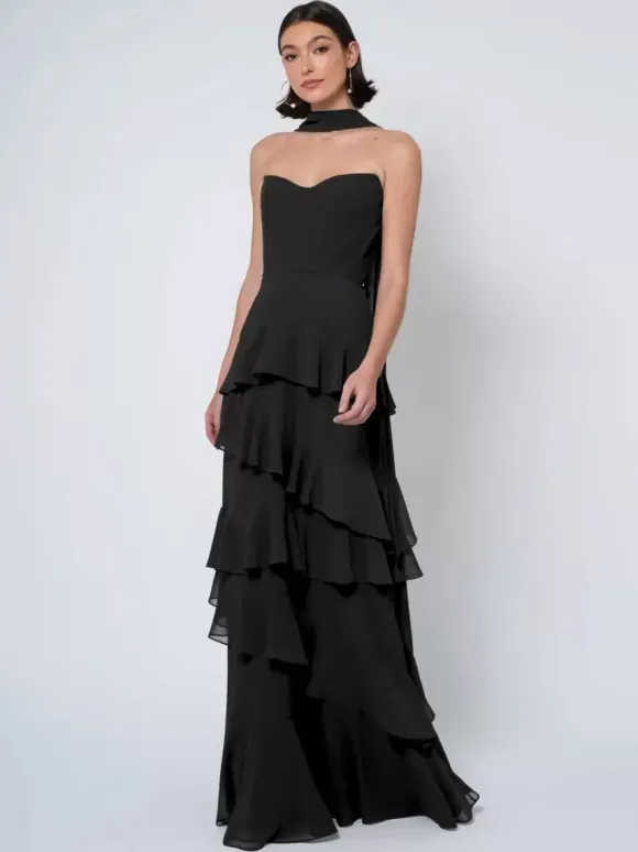 Bridesmaid Dresses Ball Gown Floor-Length Backless Chiffon Wedding Party Dress