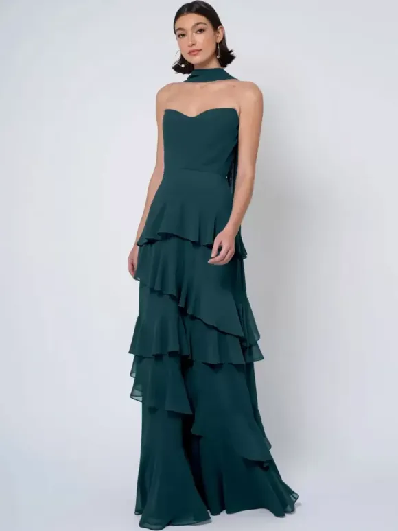 Bridesmaid Dresses Ball Gown Floor-Length Backless Chiffon Wedding Party Dress