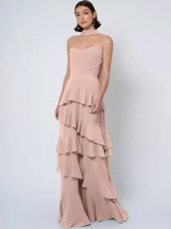 Bridesmaid Dresses Ball Gown Floor-Length Backless Chiffon Wedding Party Dress