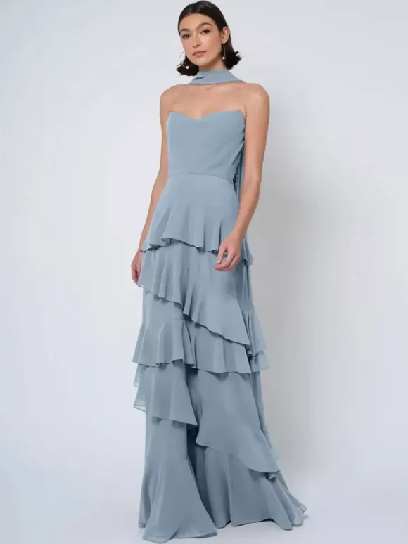 Bridesmaid Dresses Ball Gown Floor-Length Backless Chiffon Wedding Party Dress