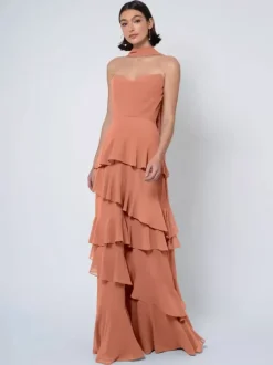 Bridesmaid Dresses Ball Gown Floor-Length Backless Chiffon Wedding Party Dress