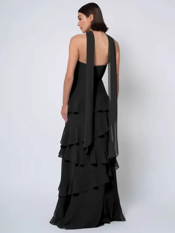 Bridesmaid Dresses Ball Gown Floor-Length Backless Chiffon Wedding Party Dress