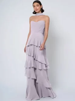 Bridesmaid Dresses Ball Gown Floor-Length Backless Chiffon Wedding Party Dress