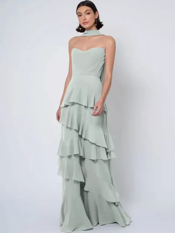 Bridesmaid Dresses Ball Gown Floor-Length Backless Chiffon Wedding Party Dress
