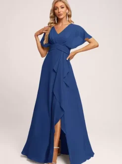 Bridesmaid Dresses Ball Gown Floor-Length Zipper Chiffon Wedding Party Dress