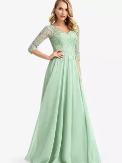 Bridesmaid Dresses Chiffon A-Line Floor-Length Wedding Party Dress