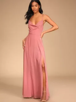 Bridesmaid Dresses Chiffon A-Line Spaghetti Straps High Slit Wedding Party Dress