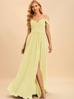 Bridesmaid Dresses Chiffon Ball Gown Floor-Length Wedding Party Dress