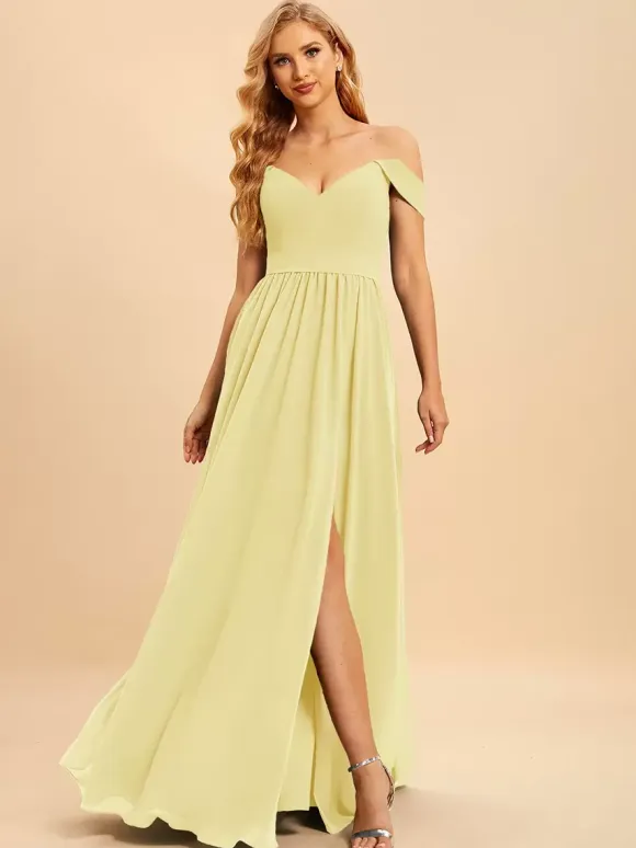 Bridesmaid Dresses Chiffon Ball Gown Floor-Length Wedding Party Dress