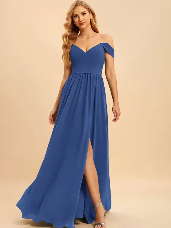 Bridesmaid Dresses Chiffon Ball Gown Floor-Length Wedding Party Dress