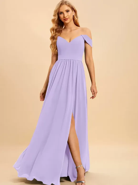 Bridesmaid Dresses Chiffon Ball Gown Floor-Length Wedding Party Dress