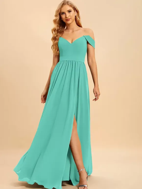 Bridesmaid Dresses Chiffon Ball Gown Floor-Length Wedding Party Dress