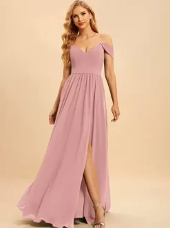 Bridesmaid Dresses Chiffon Ball Gown Floor-Length Wedding Party Dress