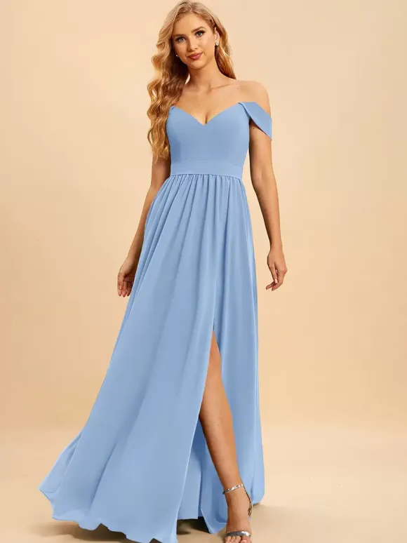 Bridesmaid Dresses Chiffon Ball Gown Floor-Length Wedding Party Dress