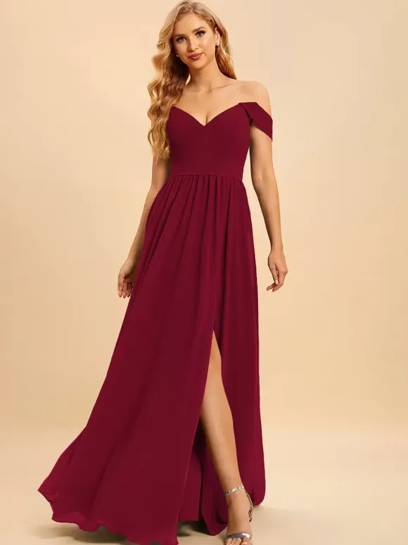 Bridesmaid Dresses Chiffon Ball Gown Floor-Length Wedding Party Dress