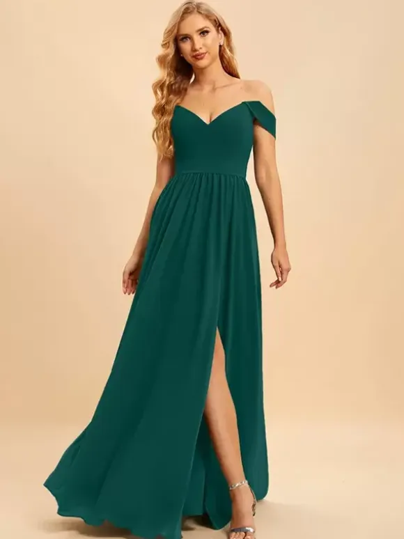 Bridesmaid Dresses Chiffon Ball Gown Floor-Length Wedding Party Dress