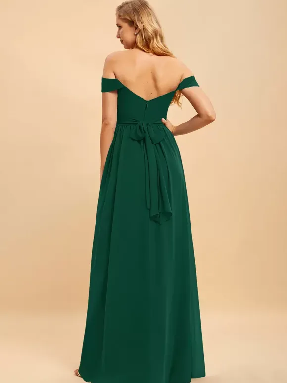 Bridesmaid Dresses Chiffon Ball Gown Floor-Length Wedding Party Dress