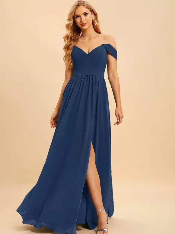 Bridesmaid Dresses Chiffon Ball Gown Floor-Length Wedding Party Dress
