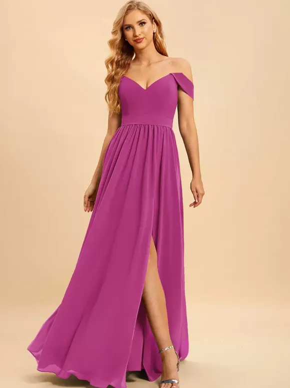 Bridesmaid Dresses Chiffon Ball Gown Floor-Length Wedding Party Dress