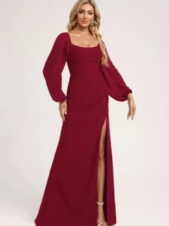 Bridesmaid Dresses Chiffon Ball Gown Floor-Length Prom Dress