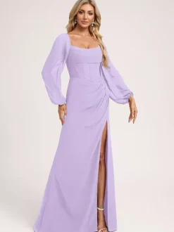 Bridesmaid Dresses Chiffon Ball Gown Floor-Length Prom Dress