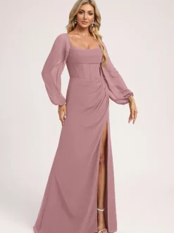 Bridesmaid Dresses Chiffon Ball Gown Floor-Length Prom Dress