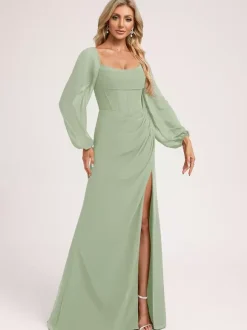 Bridesmaid Dresses Chiffon Ball Gown Floor-Length Prom Dress