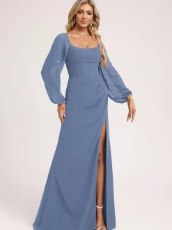 Bridesmaid Dresses Chiffon Ball Gown Floor-Length Prom Dress