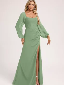 Bridesmaid Dresses Chiffon Ball Gown Floor-Length Prom Dress