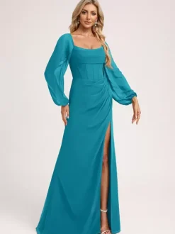 Bridesmaid Dresses Chiffon Ball Gown Floor-Length Prom Dress