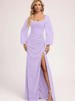 Bridesmaid Dresses Chiffon Ball Gown Floor-Length Prom Dress