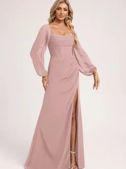 Bridesmaid Dresses Chiffon Ball Gown Floor-Length Prom Dress