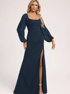 Bridesmaid Dresses Chiffon Ball Gown Floor-Length Prom Dress