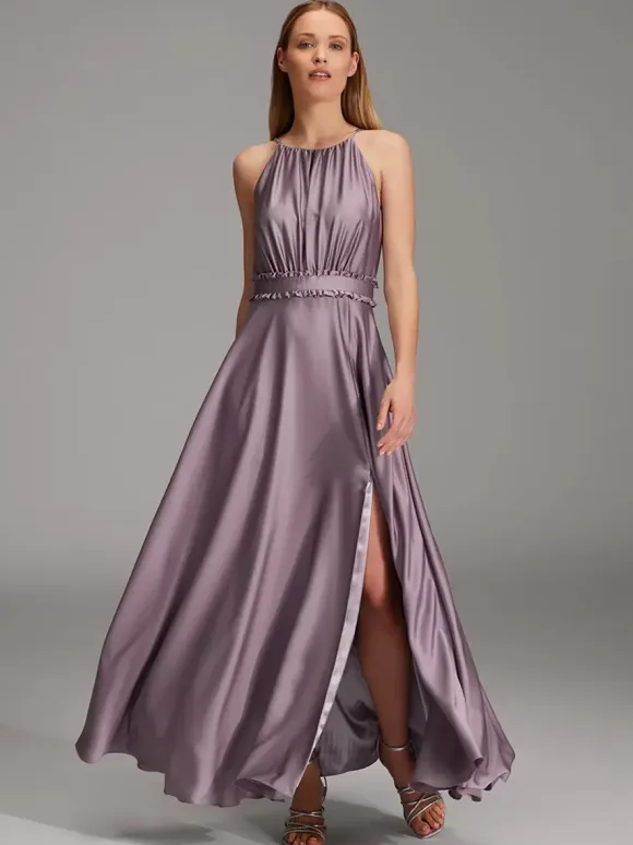 Bridesmaid Dresses Elastic Silk Like Satin A-Line Floor-Length Prom Dress