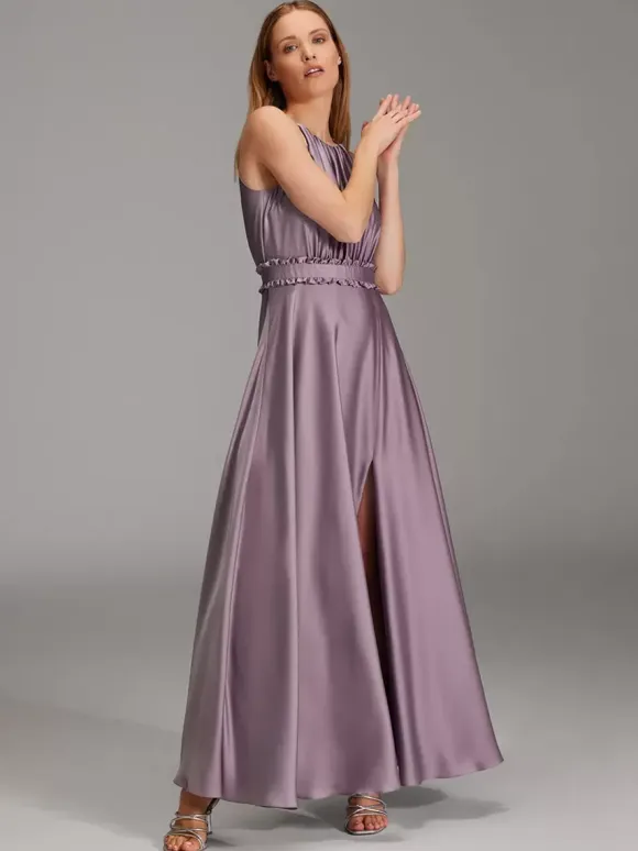 Bridesmaid Dresses Elastic Silk Like Satin A-Line Floor-Length Prom Dress
