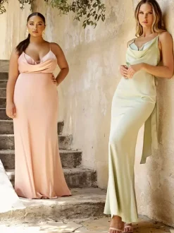 Bridesmaid Dresses Mermaid Floor-Length Zipper Elastic Silk Like Satin Prom Dress