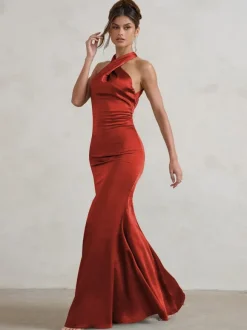 Bridesmaid Dresses Mermaid Floor-Length Zipper Satin Fabric Wedding Party Dress